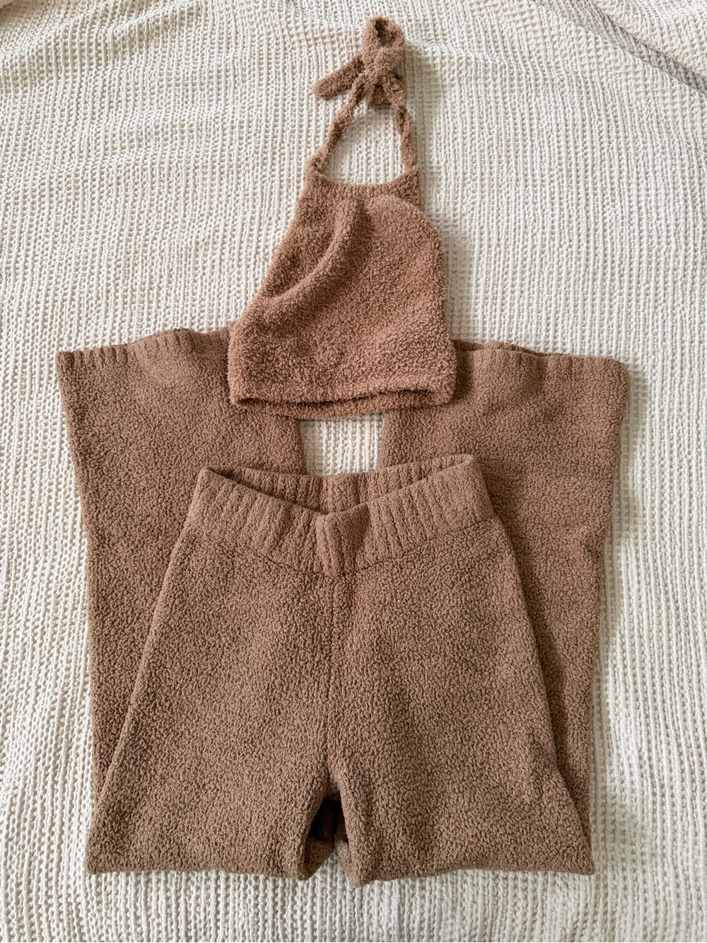 SKIMS Cozy Terry Knit Pantsuit Set in Brown